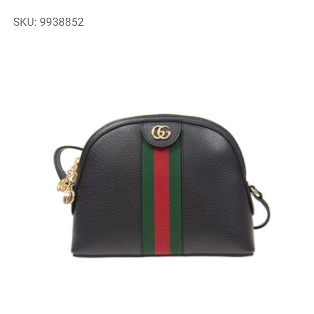 Gucci Black Crossbody Bag with Green and Red Stripe